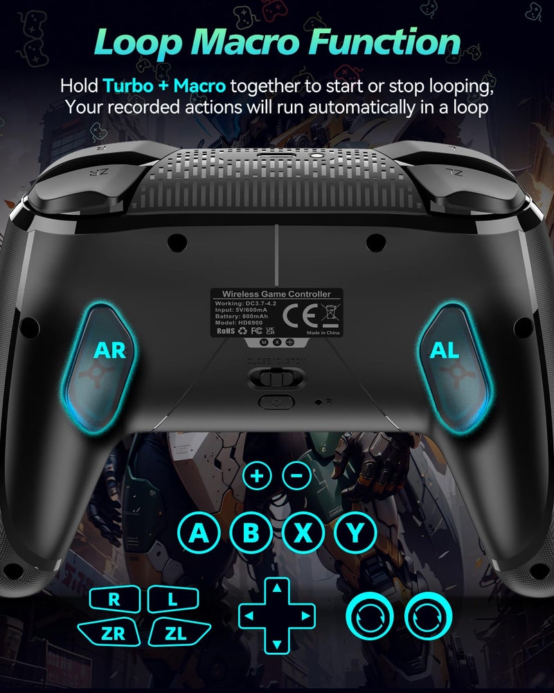GMBACK Store Wireless Switch 2 Controller for Nintendo Switch 2/1/Lite/OLED, Bluetooth Game Controller for iPhone/Android/PC/Steam/Mac/iPad/TV with Loop Macro/Vibration/Motion Control/Turbo/800mAh Battery - Image 2